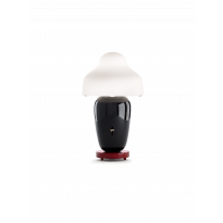 Lampe de table CHINOZ NOIRE - BASE BORDEAUX - DIFFUSEUR MAT BLANC de Parachilna