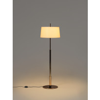 Lampadaire DIANA Métal Laiton / Bois / Métal Nickel / Lin Blanc