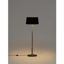 Lampadaire DIANA Métal Nickel / Ruban Naturel / Lin Noir