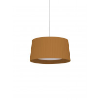 Suspension GT5 Ruban Moutarde / Câble Blanc - Canopée Métal Blanc / 2 sources de lumière