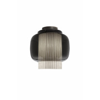 Plafonnier MANILA C GR GRAPHITE MATTE - TEXTILE GRIS - DIFFUSEUR EN VERRE NOIR de Parachilna