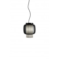 Suspension MANILA T PE GRAPHITE MAT - TEXTILE GRIS - DIFFUSEUR EN VERRE NOIR de Parachilna