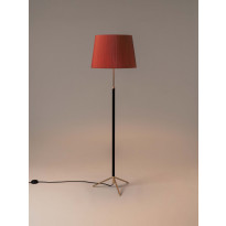Lampadaire PIE DE SALÓN Métal Laiton / Ruban Rouge-Ambre