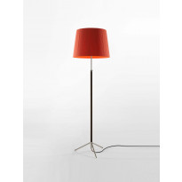 Lampadaire PIE DE SALÓN Métal Chromé / Ruban Rouge-Ambre