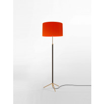 Lampadaire PIE DE SALÓN Métal Laiton / Ruban Rouge-Ambre