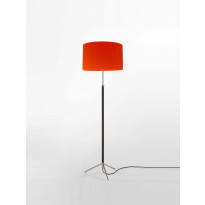 Lampadaire PIE DE SALÓN Métal Chromé / Ruban Rouge-Ambre
