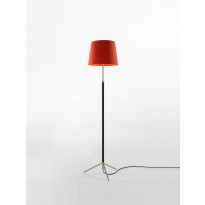 Lampadaire PIE DE SALÓN G3 Métal Chromé / Ruban Rouge-Ambre