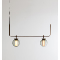 Suspension BAI CHANDELIER II BRONZE - DIFFUSEUR EN VERRE TRANSPARENT de Parachilna